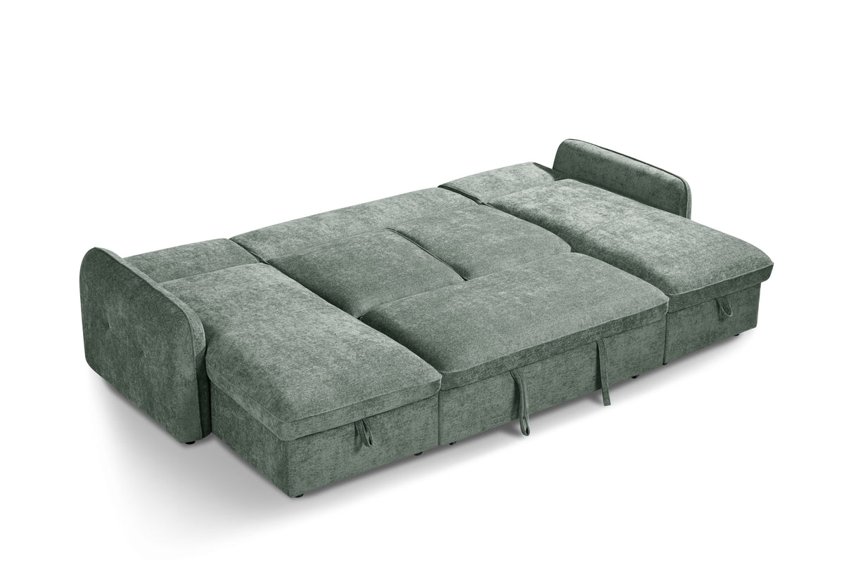 Gray fabric sofa bed on a white background