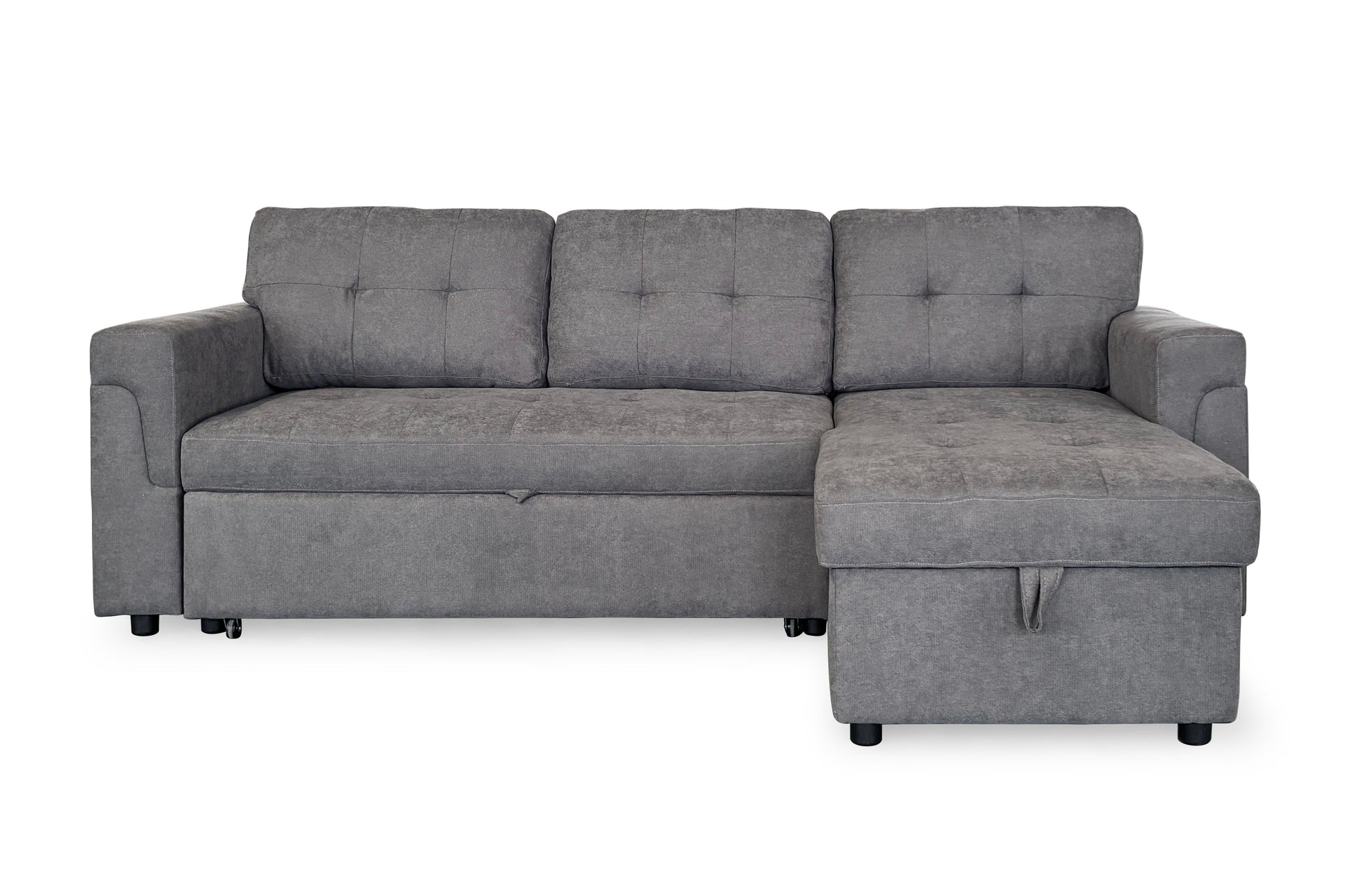 Gray sectional sofa on a white background