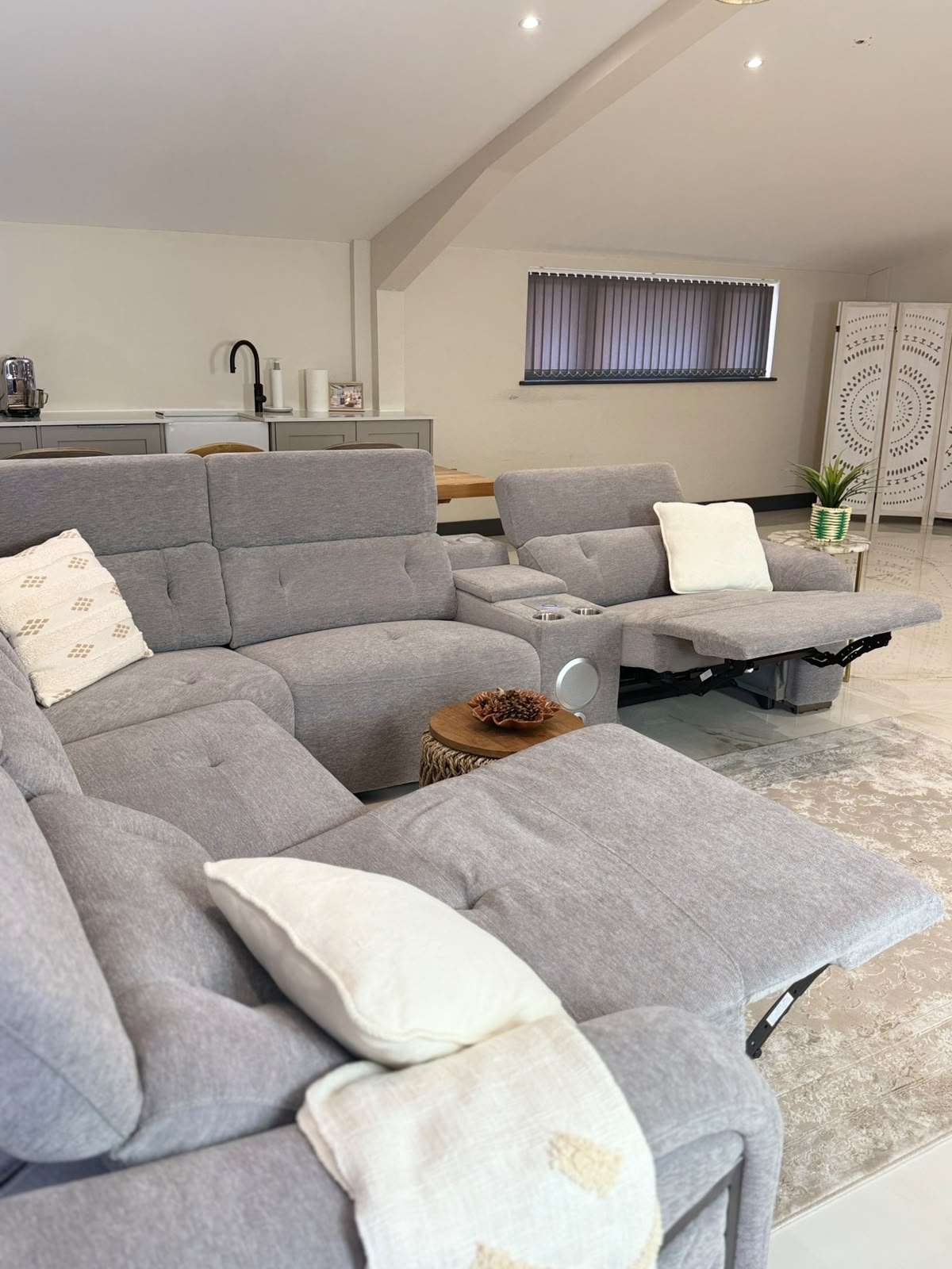 Ohio Grey Electric Recliner Large Corner Sofa