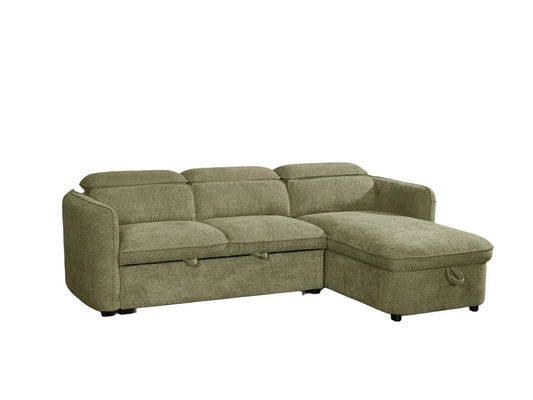 Green sectional sofa on a white background