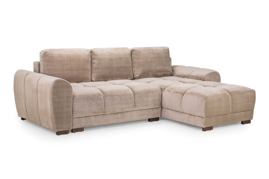 Mocha sectional sofa on a white background