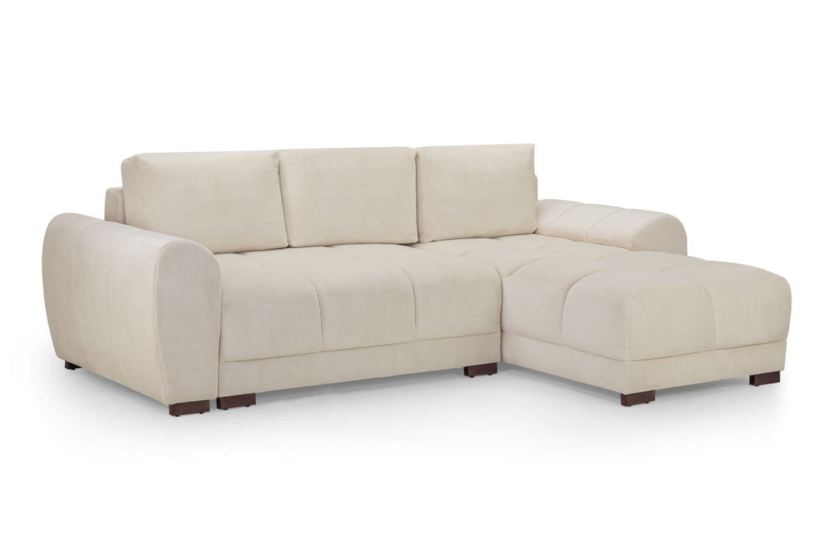 Beige sectional sofa on a white background