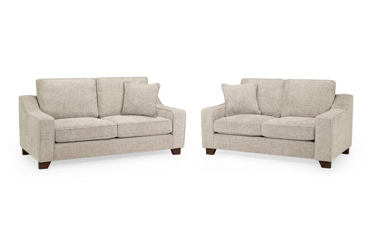 Nebraska stone three-seater and two-seater sofa set with padded cushions and wooden feet
