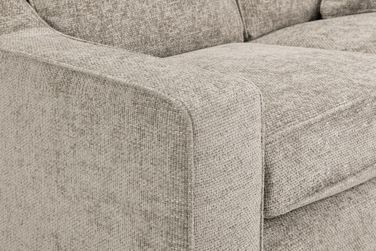 Close-up of a beige fabric sofa