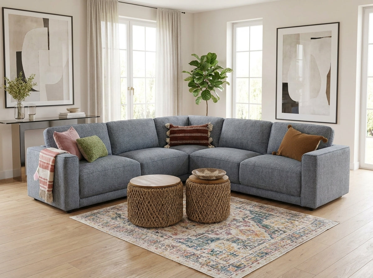 Marlow grey large corner sofa with spacious family seating