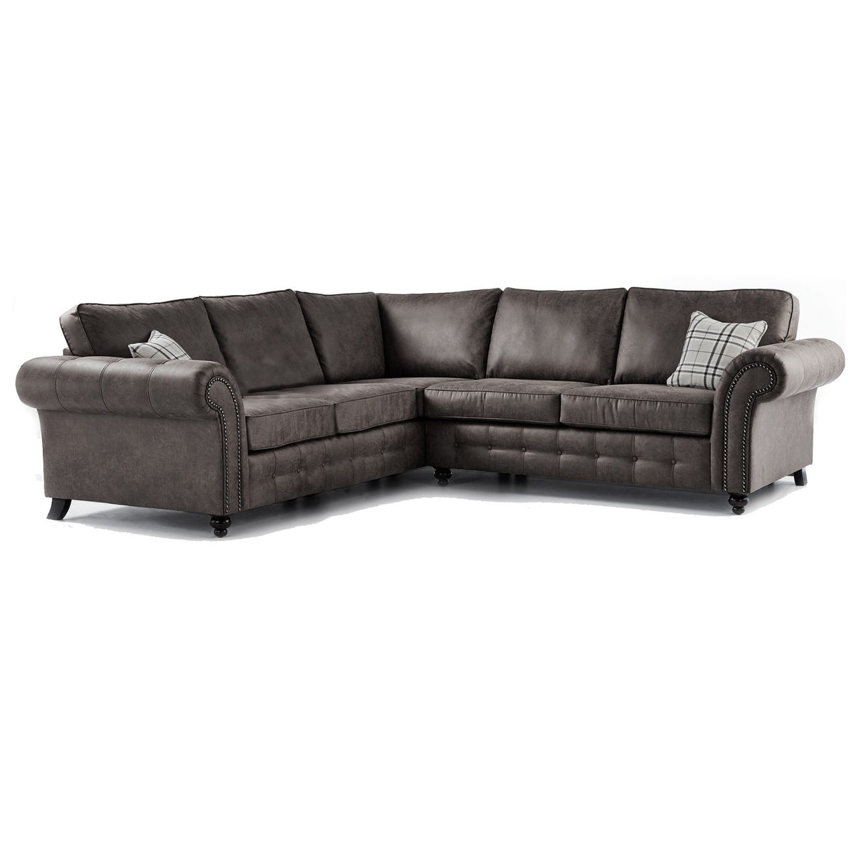 Gray sectional sofa on a white background